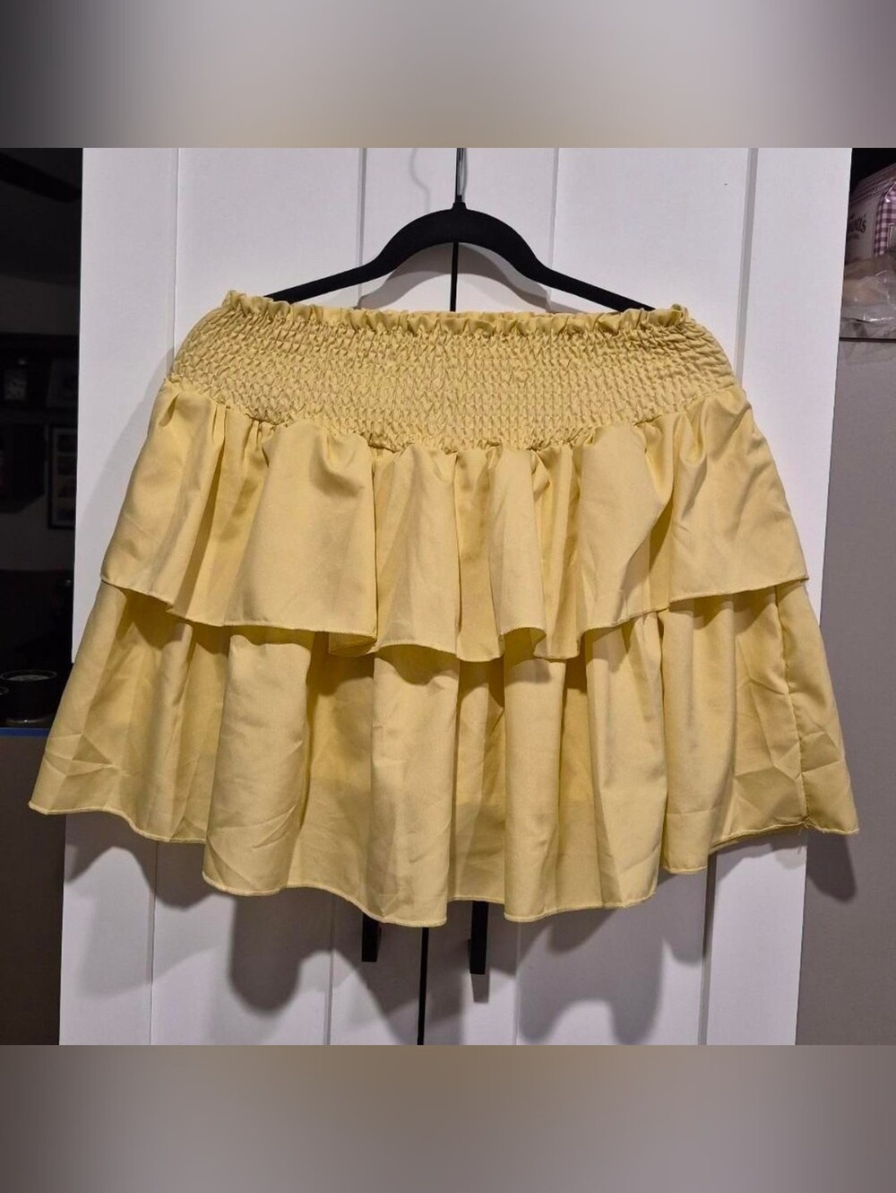 Yellow Tiered Mini Skirt W/ Built-in Shorts